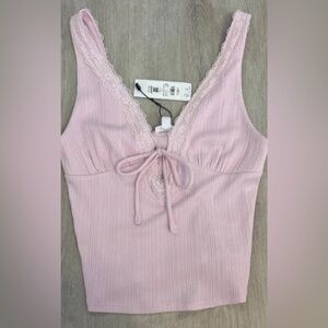 Garage Lace pink tank with front tie